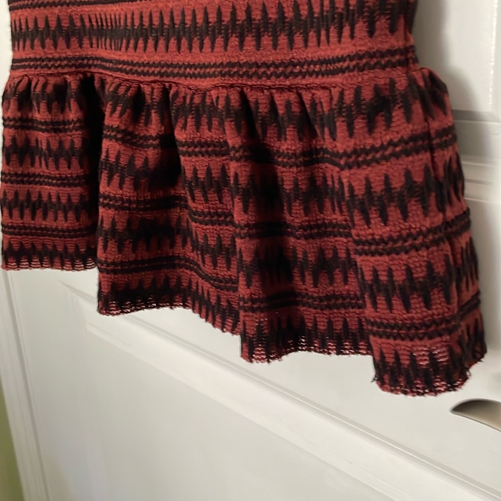 Free People Red Ribbed Ruffled Mini Dress - Picture 4 of 9